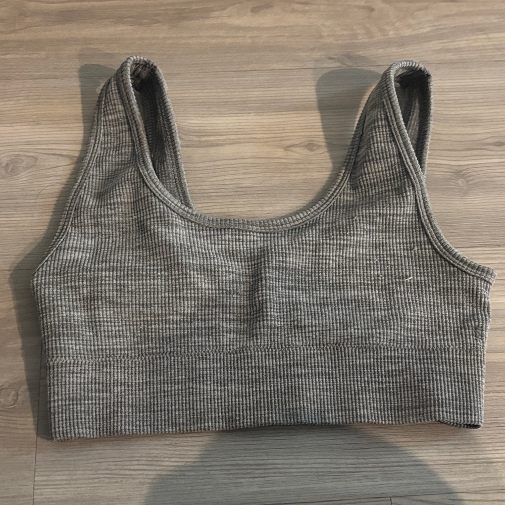 Gray Ribbed Crop Top